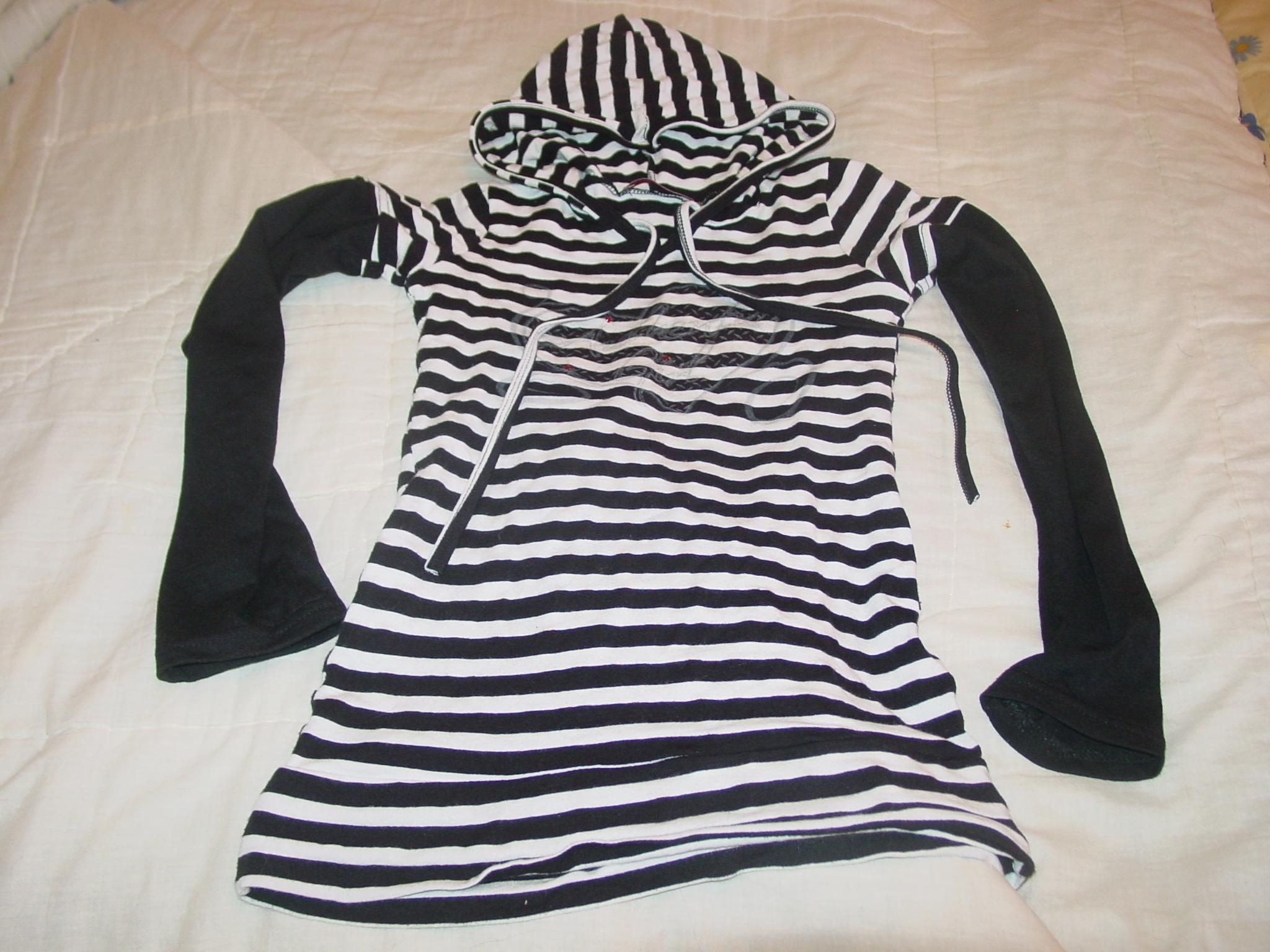 T-shirt Next Fille Rayé Noir Et Blanc - Manches Longues, 100% Coton, Taille 3-4 Ans